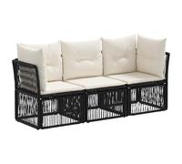 vidaXL Conjunto de sofás de jardín 3 pcs Negro ratán sintético, Juego de Sofás de Jardín Modular, Resistente al Tiempo, Comodidad Ajustable para Relajarte al Aire Libre