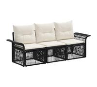 vidaXL Conjunto de sofás de jardín 3 pcs Negro ratán sintético, Sofá Modular para Jardín, Resistente a la Intemperie, Cómodo, Muebles de Patio, Patas Ajustables, Relax