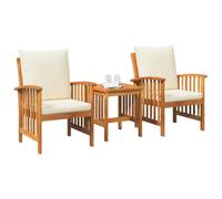 vidaXL Conjunto de sofás de jardín con cojín 3 pcs Aceite Natural, Conjunto de Sofá Exterior, Muebles Modernos para Jardín y Terraza, Asientos Cómodos, Diseño Estiloso para Relajación y Comodidad