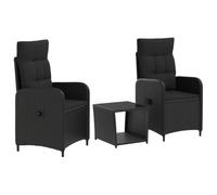 vidaXL Conjunto de Sofás de Jardín 3 uds. Negro
