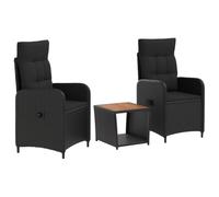 vidaXL Conjunto de Sofás de Jardín 3 uds. Negro