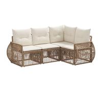 vidaXL Conjunto de sofás de jardín 4 pcs Beige y Blanco Crema, Conjunto de Sofás de Jardín, Resistente al Clima, Ideal para Momentos Sociales, Relájate en tu Patio