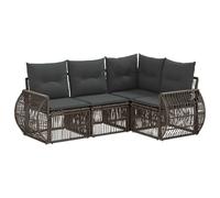 vidaXL Conjunto de sofás de jardín 4 pcs Gris y Gris Oscuro, Conjunto de Sofás de Jardín, Resistente al Clima, Ideal para Momentos Sociales, Relájate en tu Patio