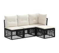 vidaXL Conjunto de sofás de jardín 4 pcs Negro ratán sintético, Juego de Sofás de Jardín, Diseño Modular, Muebles Modernos para Exterior, Resistente al Clima, Asientos Elegantes