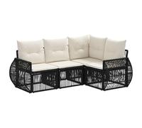 vidaXL Conjunto de sofás de jardín 4 pcs Negro y Blanco Crema, Conjunto de Sofás de Jardín, Resistente al Clima, Ideal para Momentos Sociales, Relájate en tu Patio