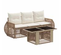 vidaXL Conjunto de sofás de jardín 4 uds. Beige y Blanco Crema