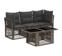 vidaXL Conjunto de sofás de jardín 4 uds. Gris ratán sintético