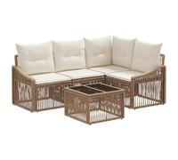 vidaXL Conjunto de sofás de jardín 5 pcs Beige ratán sintético, Balcón Moderno y Resistente al Clima, Patas Ajustables, sofá Modular, Set de Ratan sintético para el jardín