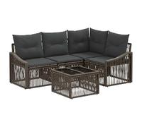 vidaXL Conjunto de sofás de jardín 5 pcs Gris ratán sintético, Balcón Moderno y Resistente al Clima, Patas Ajustables, sofá Modular, Set de Ratan sintético para el jardín