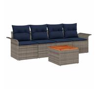 vidaXL Conjunto de sofás de jardín 5 pcs Gris ratán sintético, Juego de Sofás de Jardín, Sofá Modular para Exterior, Resistente al Clima, Ligero y Duradero, Armar Necesario