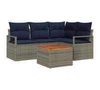 vidaXL Conjunto de sofás de jardín 5 pcs Gris ratán sintético, Set de jardín Modular, Moderno y Duradero, sofá de ratán, Muebles cómodos para Patio, Resistente al Sol
