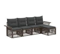 vidaXL Conjunto de sofás de jardín 5 pcs Gris ratán sintético, Set de Sofás Moderno para Jardín, Resistente al Clima, Diseño Modular, Asientos de Exterior