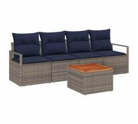 vidaXL Conjunto de sofás de jardín 5 pcs Gris ratán sintético, Sofá Modular para Jardín, Resistente al Sol, Muebles de Exterior, Solución Cómoda para el Patio