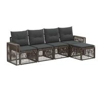 vidaXL Conjunto de sofás de jardín 5 pcs Gris y Gris Oscuro, Sofá Modular para el jardín, Set de Muebles Acolchados, Ideal para Patios, Resistente al Clima