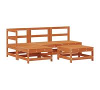 vidaXL Conjunto de Sofás de Jardín 5 pcs Marrón Cera Pino Macizo, Juego de sofá Exterior Elegante, Muebles de jardín Modernos, Asientos de Lounge versátiles para Patio y terraza