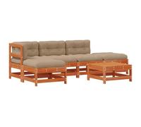 vidaXL Conjunto de Sofás de Jardín 5 pcs Marrón Cera y Taupe, Sofá Modular contemporáneo para jardín y terraza, Set de Lounge Duradero, Sitio cómodo para reuniones Familiares