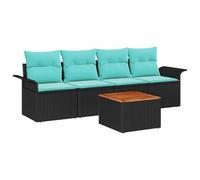 vidaXL Conjunto de sofás de jardín 5 pcs Negro ratán sintético, Juego de Sofás de Jardín, Sofá Modular para Exterior, Resistente al Clima, Ligero y Duradero, Armar Necesario