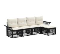 vidaXL Conjunto de sofás de jardín 5 pcs Negro ratán sintético, Set de Sofás Moderno para Jardín, Resistente al Clima, Diseño Modular, Asientos de Exterior