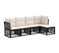 vidaXL Conjunto de sofás de jardín 5 pcs Negro ratán sintético, Sofá de jardín Moderno, Resistente al Clima, diseño Modular, relajación al Aire Libre, Set Ajustable para Estilo y Comodidad