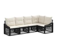 vidaXL Conjunto de sofás de jardín 5 pcs Negro ratán sintético, Sofá Modular, Resistente al Clima, para el jardín, cómodo para el balcón, Ideal para tu Patio o Patio Trasero