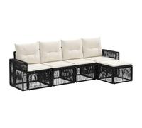 vidaXL Conjunto de sofás de jardín 5 pcs Negro y Blanco Crema, Sofá Modular para el jardín, Set de Muebles Acolchados, Ideal para Patios, Resistente al Clima