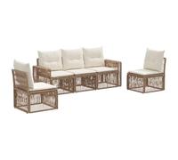 vidaXL Conjunto de sofás de jardín 5 uds. Beige y Blanco Crema