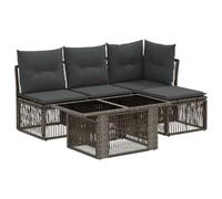 vidaXL Conjunto de sofás de jardín 5 uds. Gris ratán sintético
