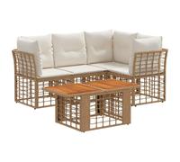 vidaXL Conjunto de sofás de jardín 5 uds. Natural y Crema