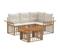 vidaXL Conjunto de sofás de jardín 5 uds. Natural y Crema