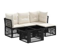 vidaXL Conjunto de sofás de jardín 5 uds. Negro ratán sintético