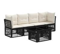 vidaXL Conjunto de sofás de jardín 5 uds. Negro ratán sintético