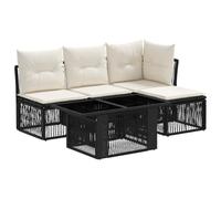 vidaXL Conjunto de sofás de jardín 5 uds. Negro ratán sintético