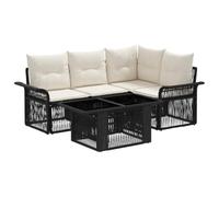 vidaXL Conjunto de sofás de jardín 5 uds. Negro y Blanco Crema