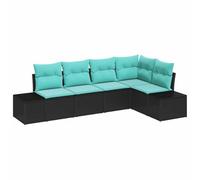 vidaXL Conjunto de sofás de jardín 5 uds. Negro y Turquesa