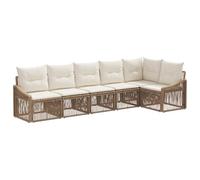 vidaXL Conjunto de sofás de jardín 6 pcs Beige ratán sintético, Sofá Moderno de ratán, Resistencia al Clima, Almohadillas Ajustables, Modular, Comodidad para jardín