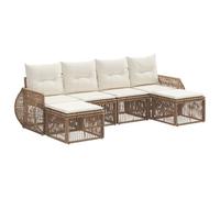 vidaXL Conjunto de sofás de jardín 6 pcs Beige y Blanco Crema, Sofá de jardín Moderno, Resistente a la Intemperie, Modular, Conjunto de Patio contemporáneo, loveseat Acolchado, Bienestar al Air