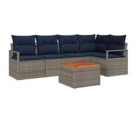 vidaXL Conjunto de sofás de jardín 6 pcs Gris ratán sintético, Sofá Modular Duradero, Conjunto liviano de Muebles de Patio, Ratan Resistente a UV para relajación en el jardín