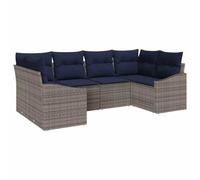 vidaXL Conjunto de sofás de jardín 6 pcs Gris y Azul Marino, Jardín y terraza, Juego de sofá Exterior, Almacenamiento Modular Moderno, Materiales Resistentes al Sol