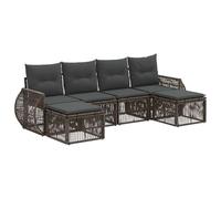 vidaXL Conjunto de sofás de jardín 6 pcs Gris y Gris Oscuro, Sofá de jardín Moderno, Resistente a la Intemperie, Modular, Conjunto de Patio contemporáneo, loveseat Acolchado, Bienestar al Air