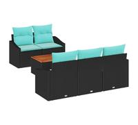 vidaXL Conjunto de sofás de jardín 6 pcs Negro ratán sintético, Conjunto de Sofás de Jardín, Muebles Modernos, Asientos Modulares Ligeros y Resistentes al UV para tu Patio