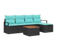 vidaXL Conjunto de sofás de jardín 6 pcs Negro ratán sintético, Muebles de Exterior Modernos, Set Modular para el jardín y terraza, Asientos Resistentes al Clima y Opciones de Almacenamiento