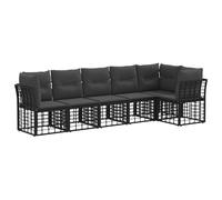 vidaXL Conjunto de sofás de jardín 6 pcs Negro ratán sintético, Sofá de jardín Modular Moderno, Resistente al Clima, con Patas Ajustables, Muebles de Exterior, colección de Descanso