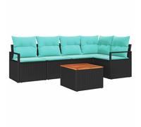vidaXL Conjunto de sofás de jardín 6 pcs Negro ratán sintético, Sofá Modular Duradero, Conjunto liviano de Muebles de Patio, Ratan Resistente a UV para relajación en el jardín