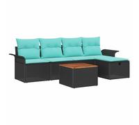 vidaXL Conjunto de sofás de jardín 6 pcs Negro ratán sintético, Sofá Modular Moderno para jardín y terraza, Ligero, Resistente al Sol, con Espacio de Almacenamiento