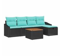 vidaXL Conjunto de sofás de jardín 6 pcs Negro ratán sintético, Sofá Modular para Jardín y Terraza, Ratan Duradero, Resistente al Clima, Diseño Ligero para Relajarte