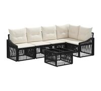 vidaXL Conjunto de sofás de jardín 6 pcs Negro ratán sintético, Sofá Modular, Resistente al Clima, para el jardín, cómodo para el balcón, Ideal para tu Patio o Patio Trasero