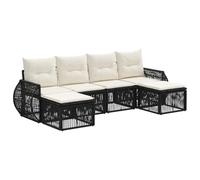 vidaXL Conjunto de sofás de jardín 6 pcs Negro y Blanco Crema, Sofá de jardín Moderno, Resistente a la Intemperie, Modular, Conjunto de Patio contemporáneo, loveseat Acolchado, Bienestar al Air