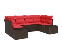vidaXL Conjunto de sofás de jardín 6 uds. 6-Número de plazas | Ajuste flexible para todas las configuraciones al aire libre, Cojines gruesos en rojo pedo para relajarse, Rattan