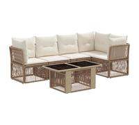 vidaXL Conjunto de sofás de jardín 6 uds. Beige ratán sintético