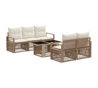 vidaXL Conjunto de sofás de jardín 6 uds. Beige y Blanco Crema